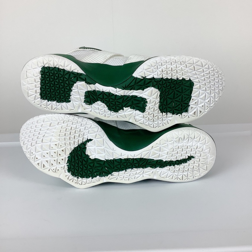 Nike Zoom White Green Basketball Lebron Soldier 11 High Top Sneakers - Picture 7 of 9